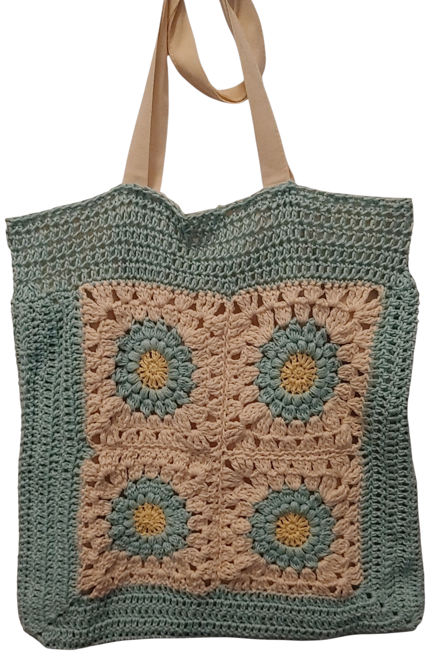Green Floral Granny Tote Bag