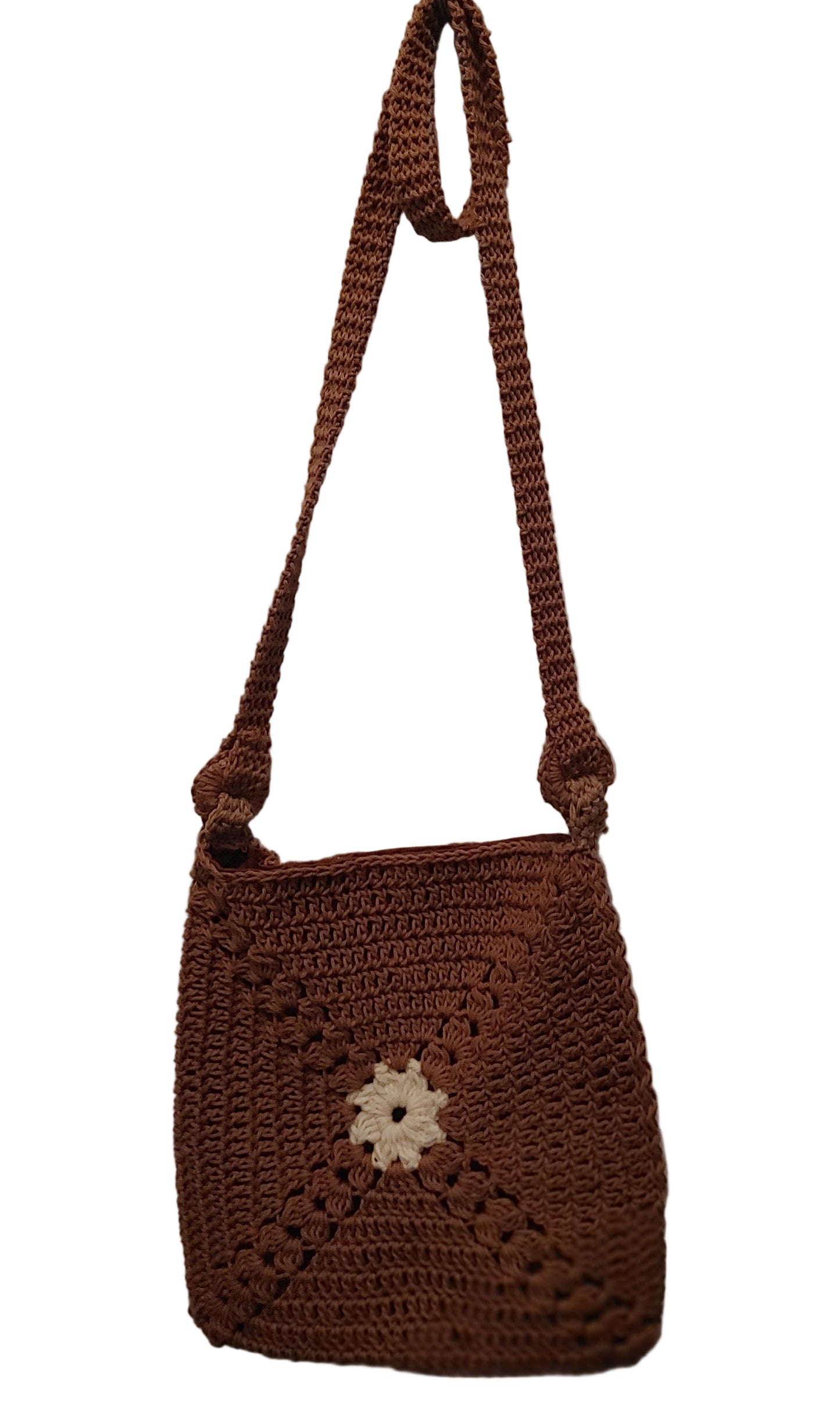 Brown Flower Cross-Body Bag