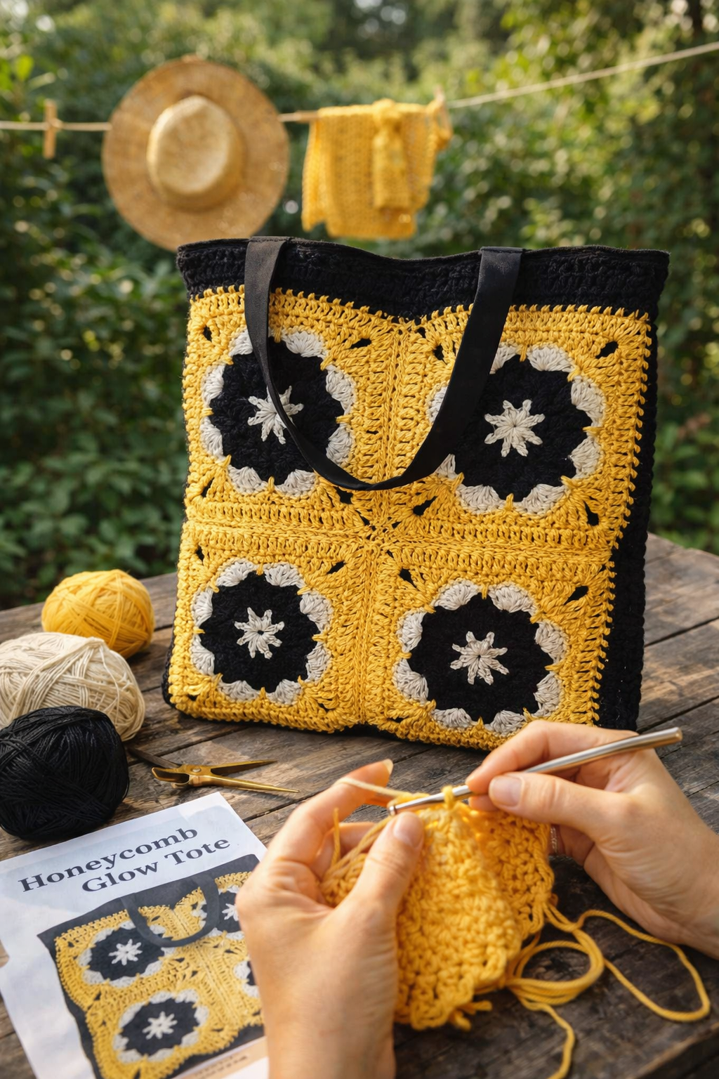 Honeycomb Gloe Tote handcrafted imagery.