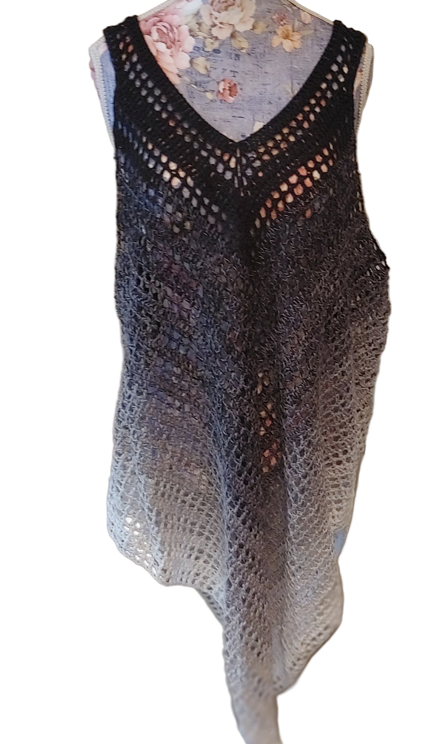 Black Ombre Crochet Bathing Suit Cover Up