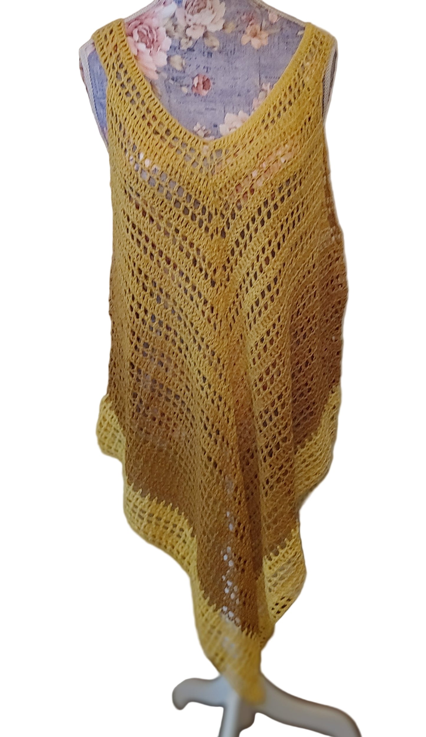 Yellow Ombre Crochet Bathing Suit Cover Up S/M