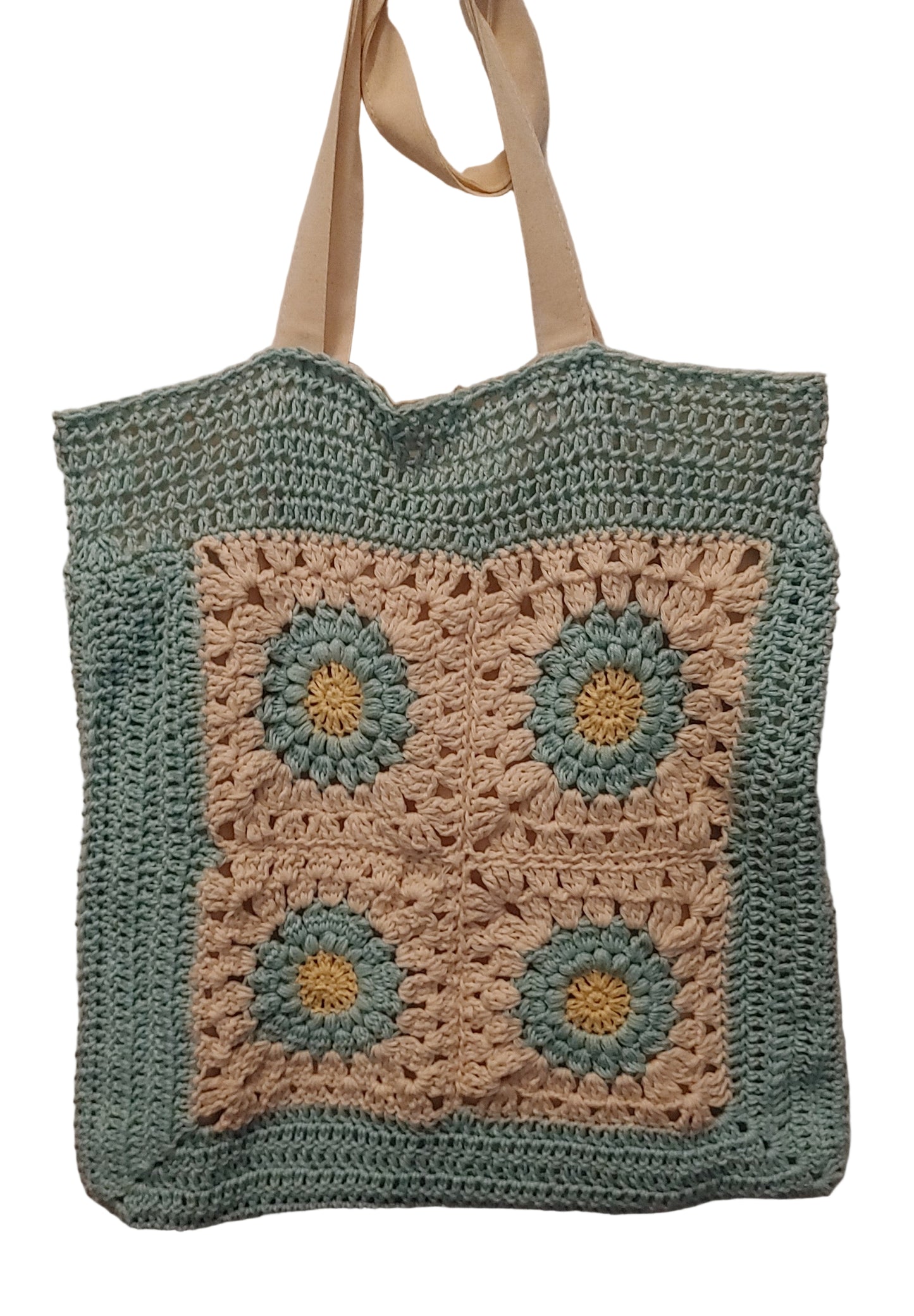 Green Floral Granny Tote Bag