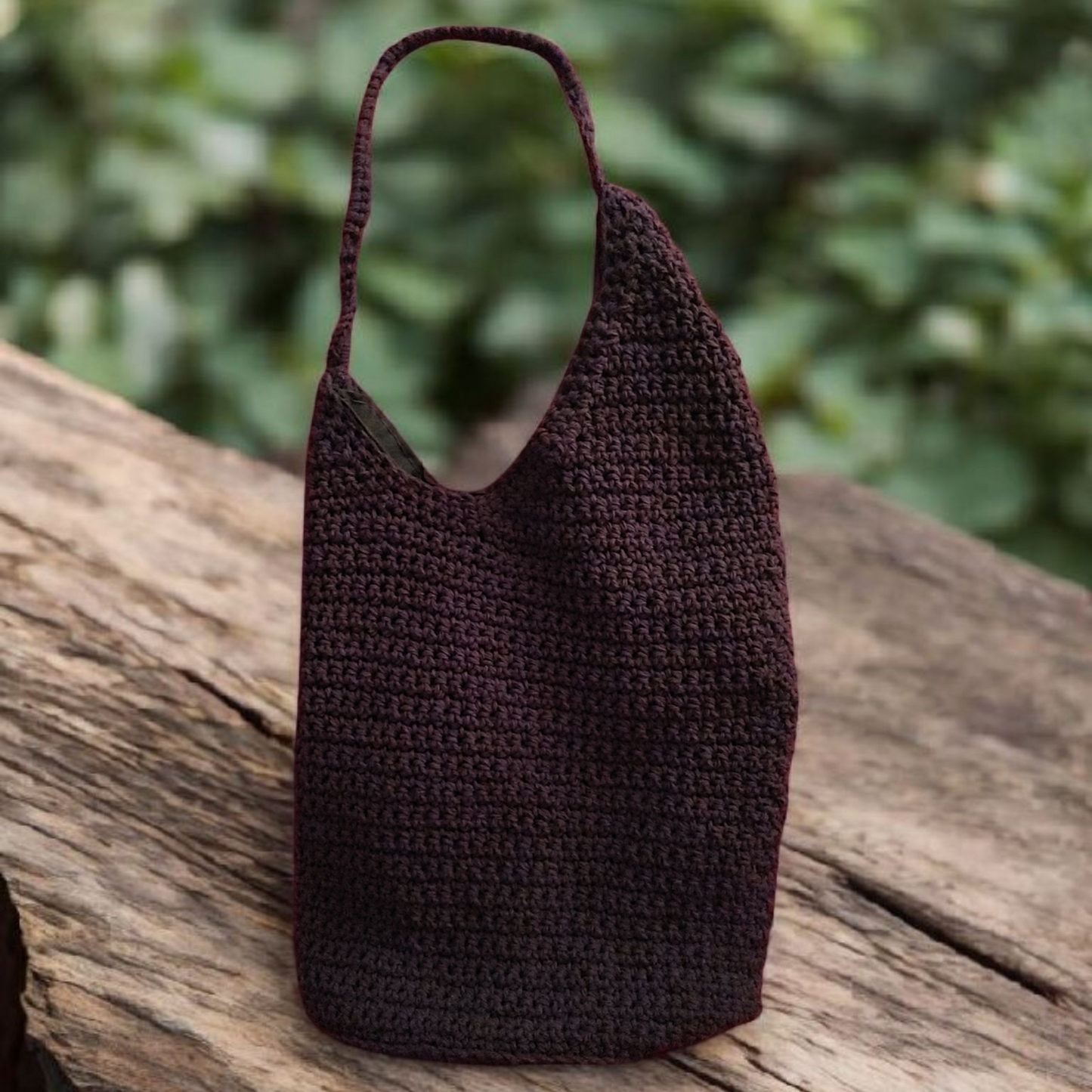 Grey crochet Hobo Bag.