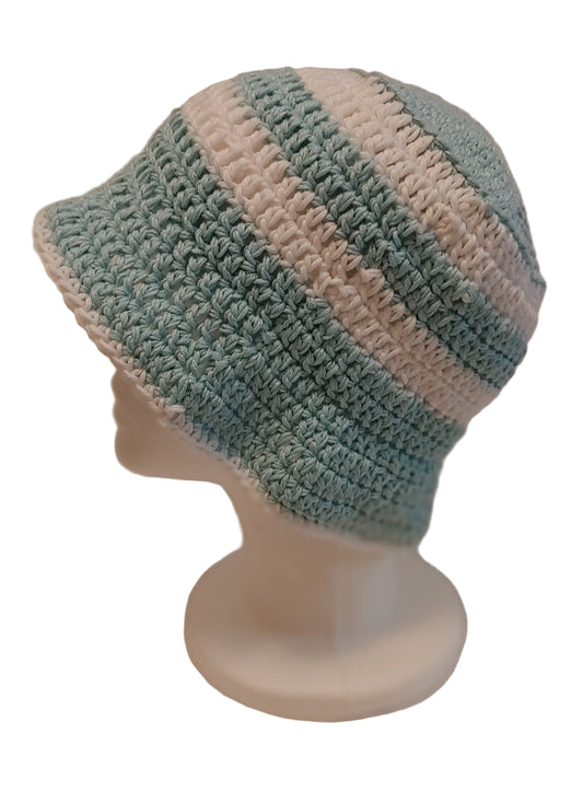 Blue and White Striped Bucket Hat L/XL